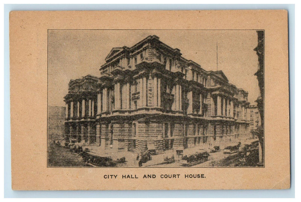 1909 City Hall and Court House Chicago Illinois IL Antique Posted Postcard
