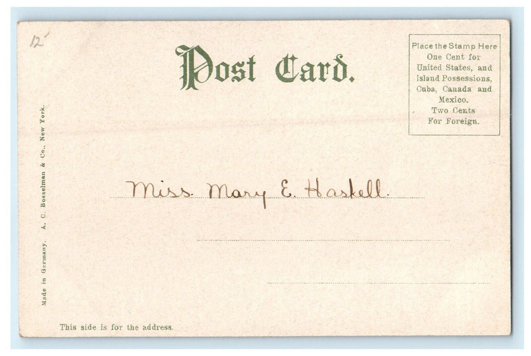 1907 Free Public Library, Worcester, Massachusetts MA Antique Postcard