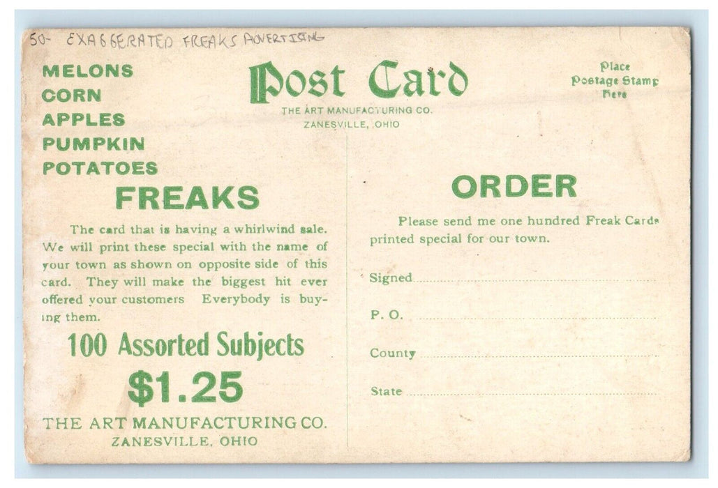 A. T. & S F. R Y. 2010 Brookline IN, Exaggerated Freaks Advertising Postcard