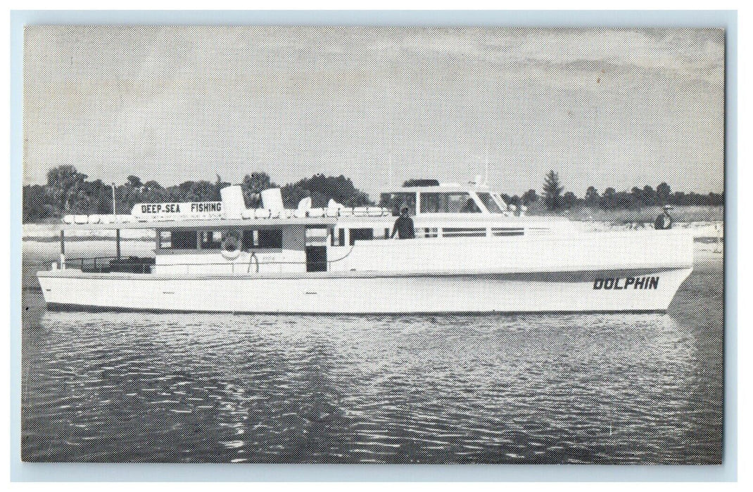 Deep Sea Fishing Dolphin Boat Tarpon Springs Florida FL Advertising Postcard