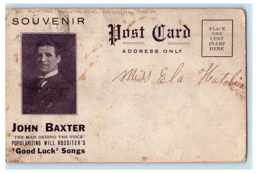 Floating Down The River Theater Advertising John Baxter Antique Postcard