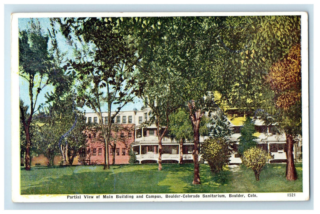 c1920s Partial View of Main Building and Campus, Sanitarium, Boulder CO Postcard