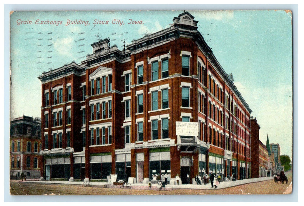 1909 Grain Exchange Building, Sioux City Iowa IA Posted Antique Postcard