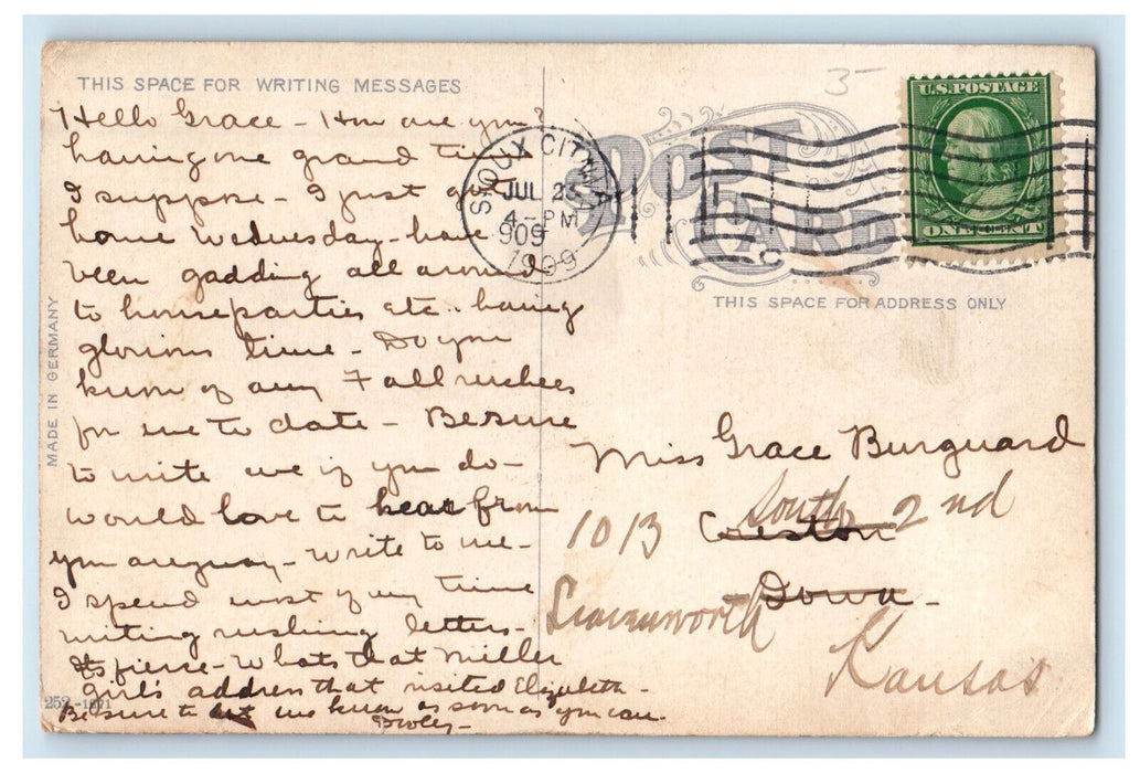 1909 Grain Exchange Building, Sioux City Iowa IA Posted Antique Postcard