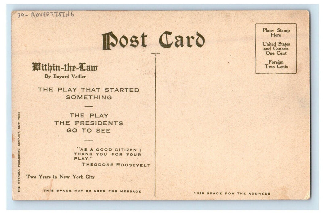 The World Wide Success Within The Law By Bayard Veiller Advertising Postcard