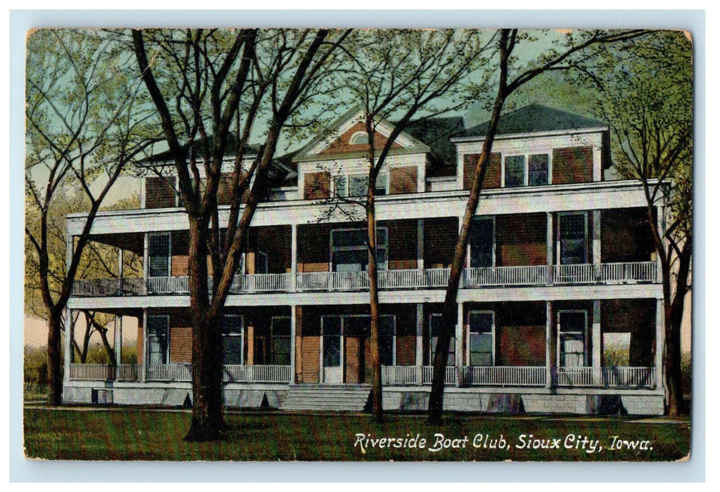 c1910 Riverside Boat Club Sioux City Iowa IA Posted Antique Postcard