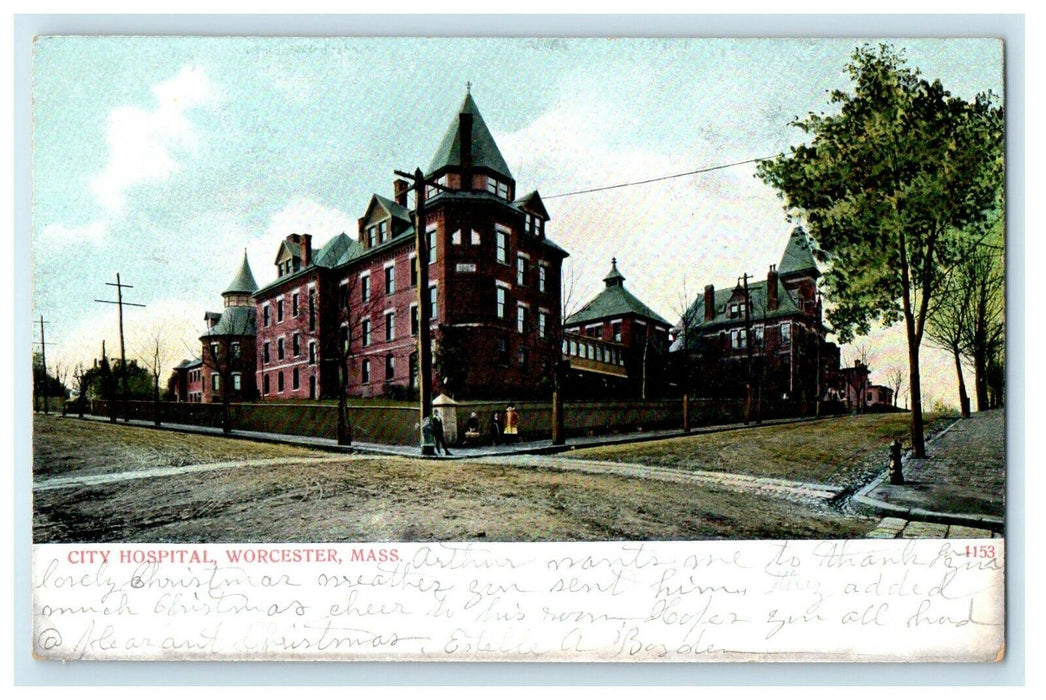1906 City Hospital, Worcester, Massachusetts MA Antique Posted Postcard