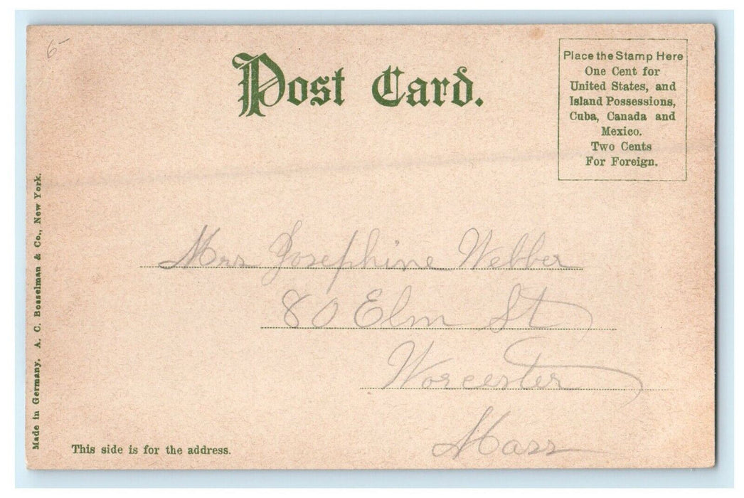 1906 City Hospital, Worcester, Massachusetts MA Antique Posted Postcard