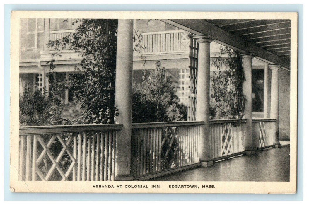 c1930's Veranda Colonial Inn Edgartown Massachusetts MA Unposted Postcard