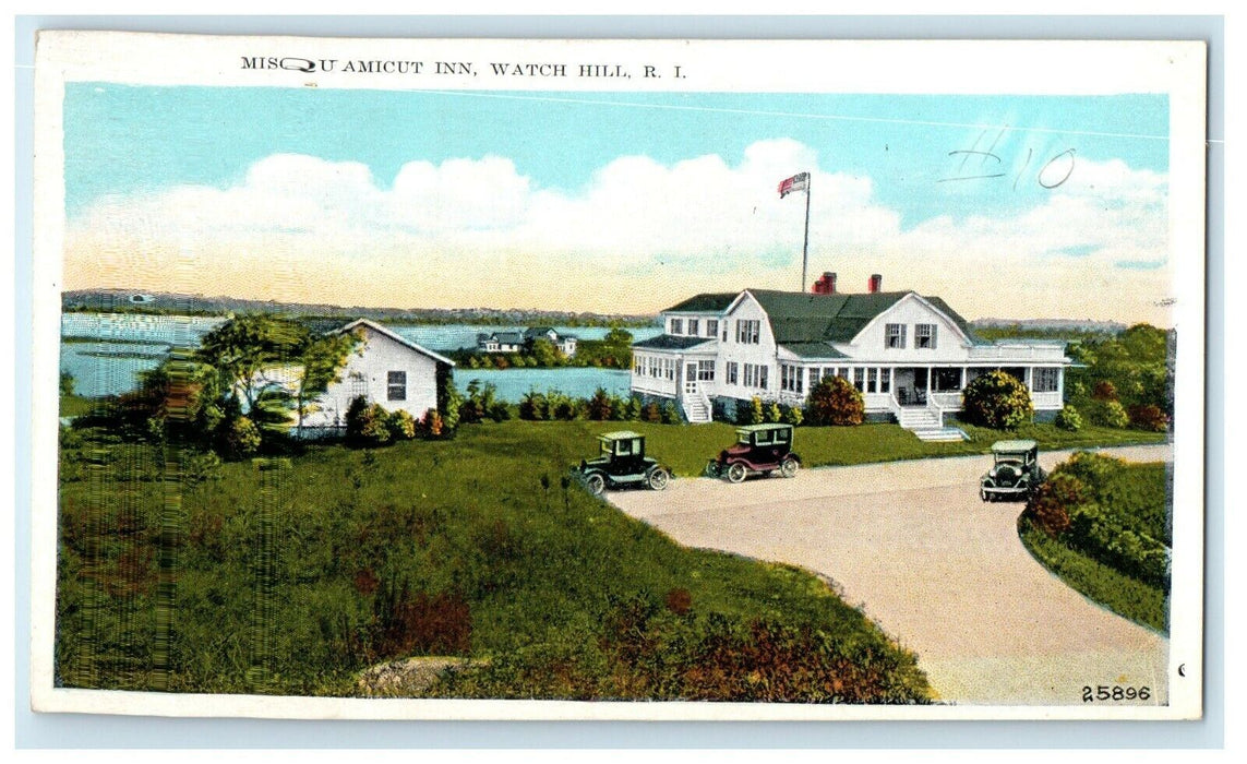 The View Of Misquamicut Inn Cars Watch Hill Rhode Island RI Unposted Postcard