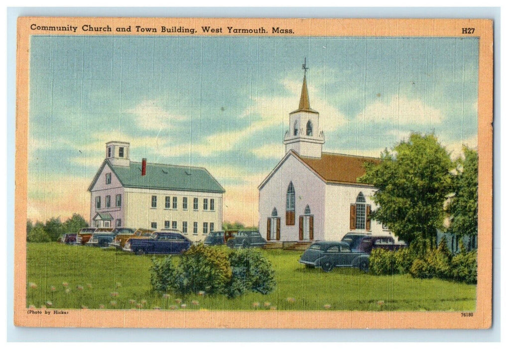 1951 Community Church and Town Building, Yarmouth, Massachusetts MA Postcard