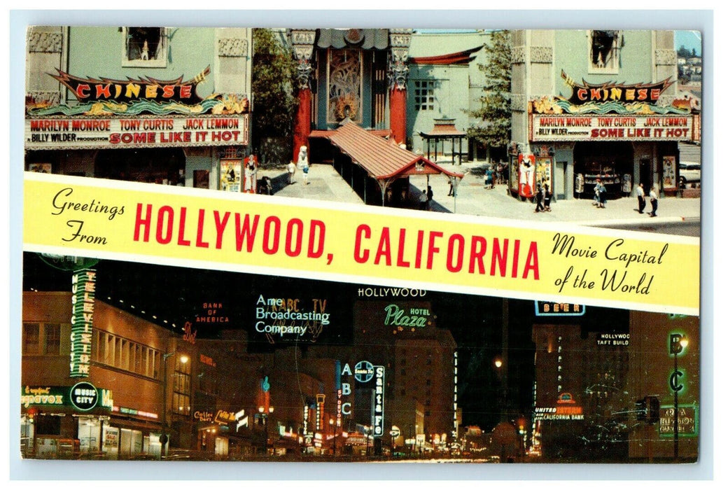 Greetings From Hollywood California CA Movie Capital of the World Postcard