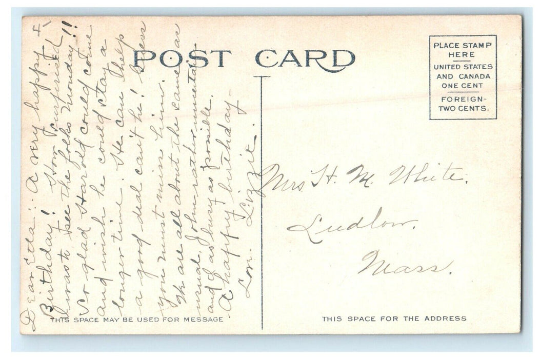 1908 Union Church View from Road, Worcester Massachusetts MA Postcard