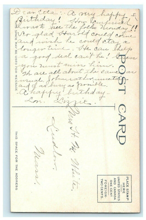 1908 Union Church View from Road, Worcester Massachusetts MA Postcard