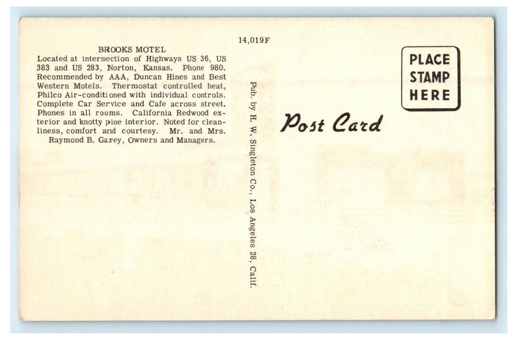 c1940s Brooks Motel Intersection US 36 383 283 Norton Kansas KS Postcard