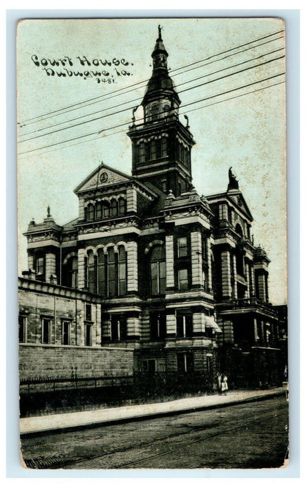 1911 Court House Building Dubuque Iowa IA, Raoine Minnesota Antique Postcard