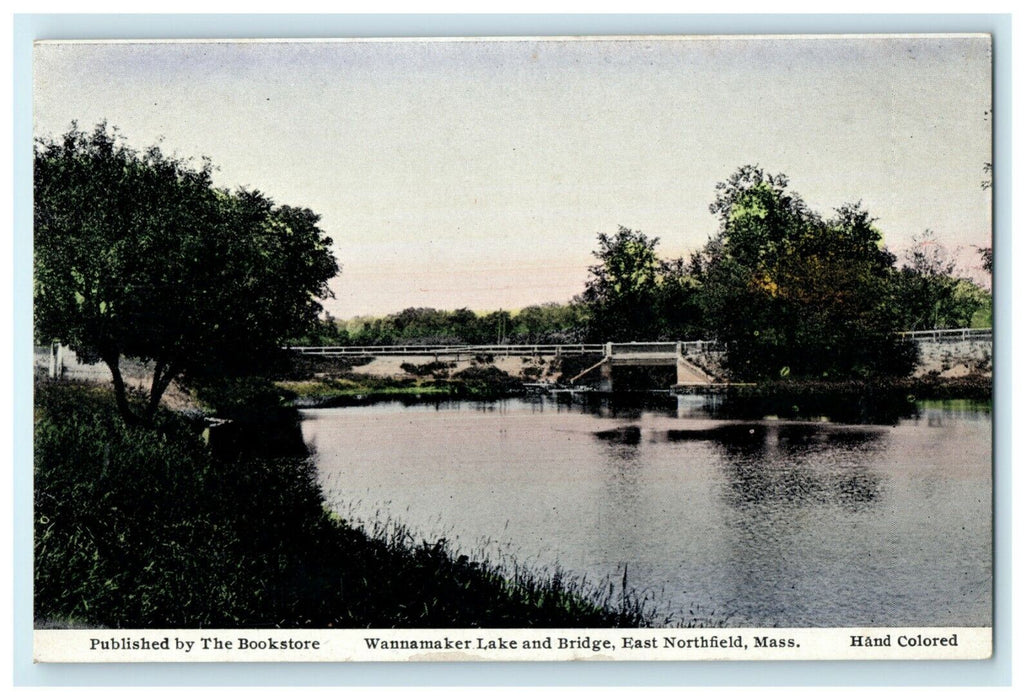 c1910 Wannamaker Lake Bridge East Northfield Massachusetts MA Postcard