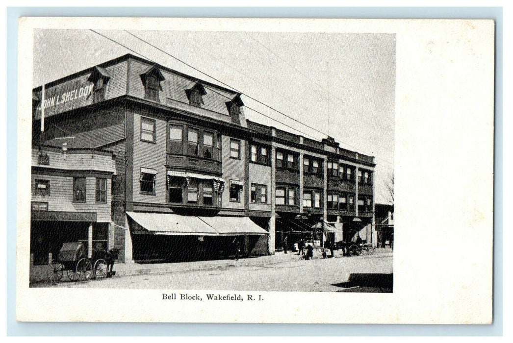 1905 Bell Block, Wakefield Rhode Island RI Antique Unposted Postcard