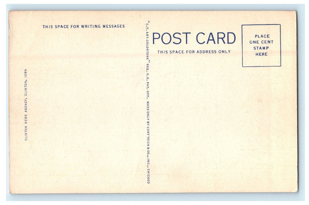 c1940s United States Post Office Clinton Iowa IA Unposted Vintage Postcard