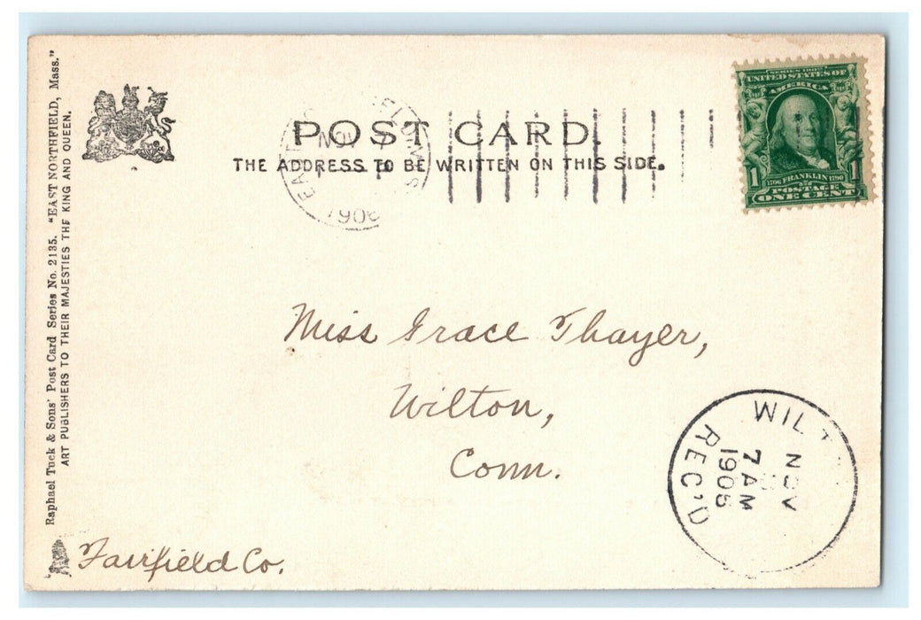 1905 Tuck Connecticut River Seminary Campus East Northfield MA Postcard