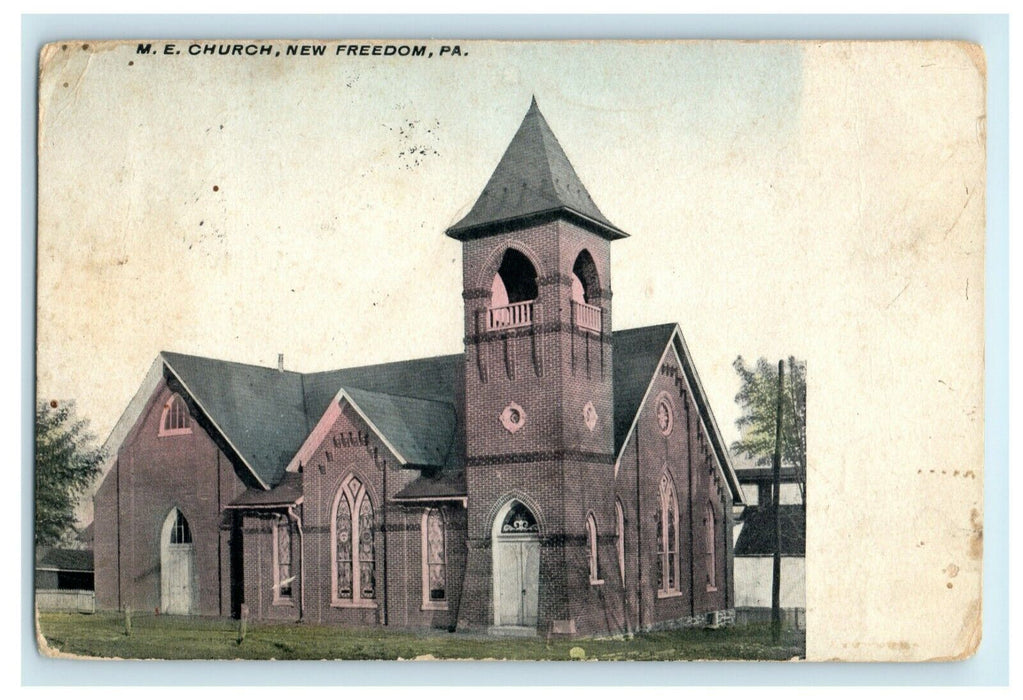 1910 Methodist Church New Freedom PA Pennsylvania PA Posted Postcard