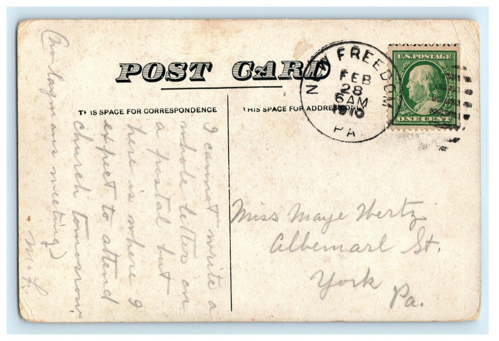 1910 Methodist Church New Freedom PA Pennsylvania PA Posted Postcard