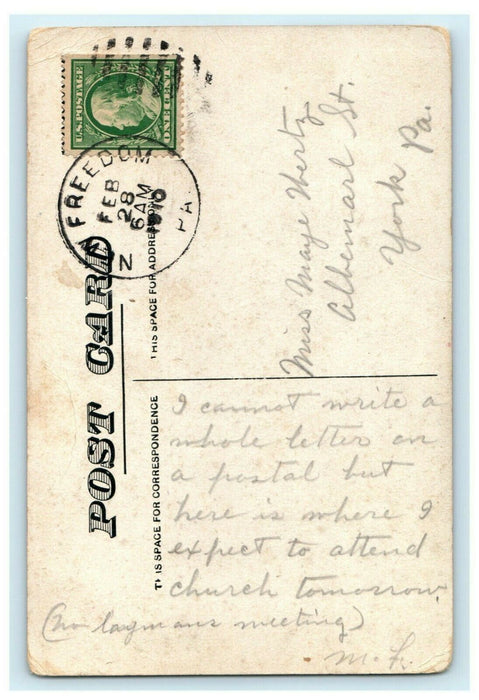 1910 Methodist Church New Freedom PA Pennsylvania PA Posted Postcard