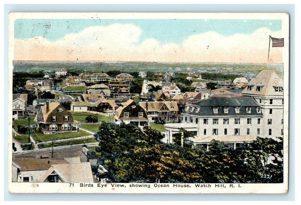 1926 Birds Eye View Showing Ocean House, Watch Hill, Rhode Island RI Postcard