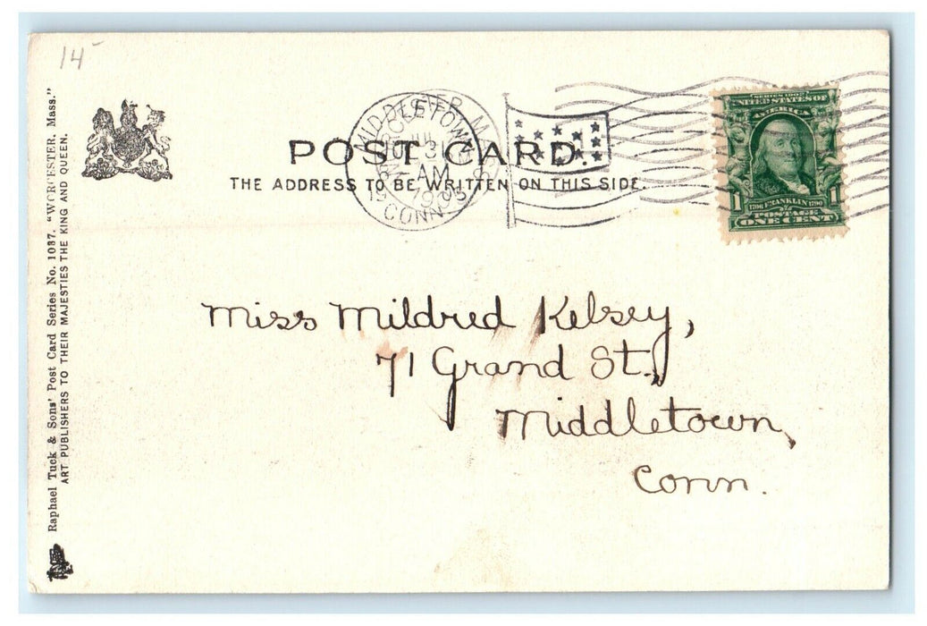 1905 State Normal School and Trees, Worcester Massachusetts MA Postcard