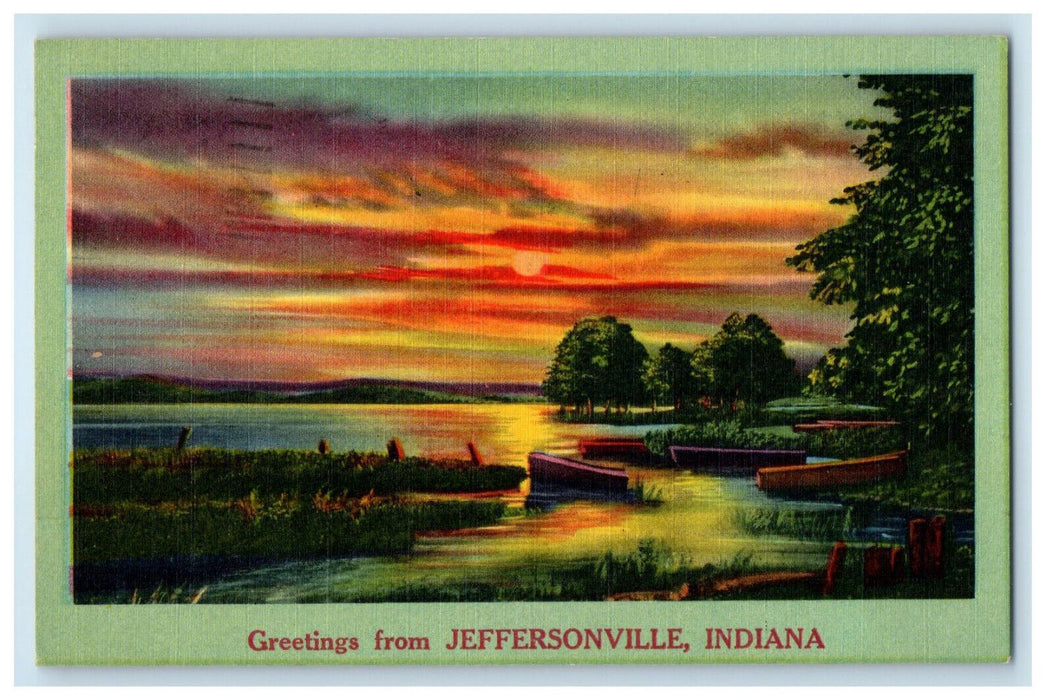 1959 Greetings from Jeffersonville Indiana IN Posted Vintage Postcard