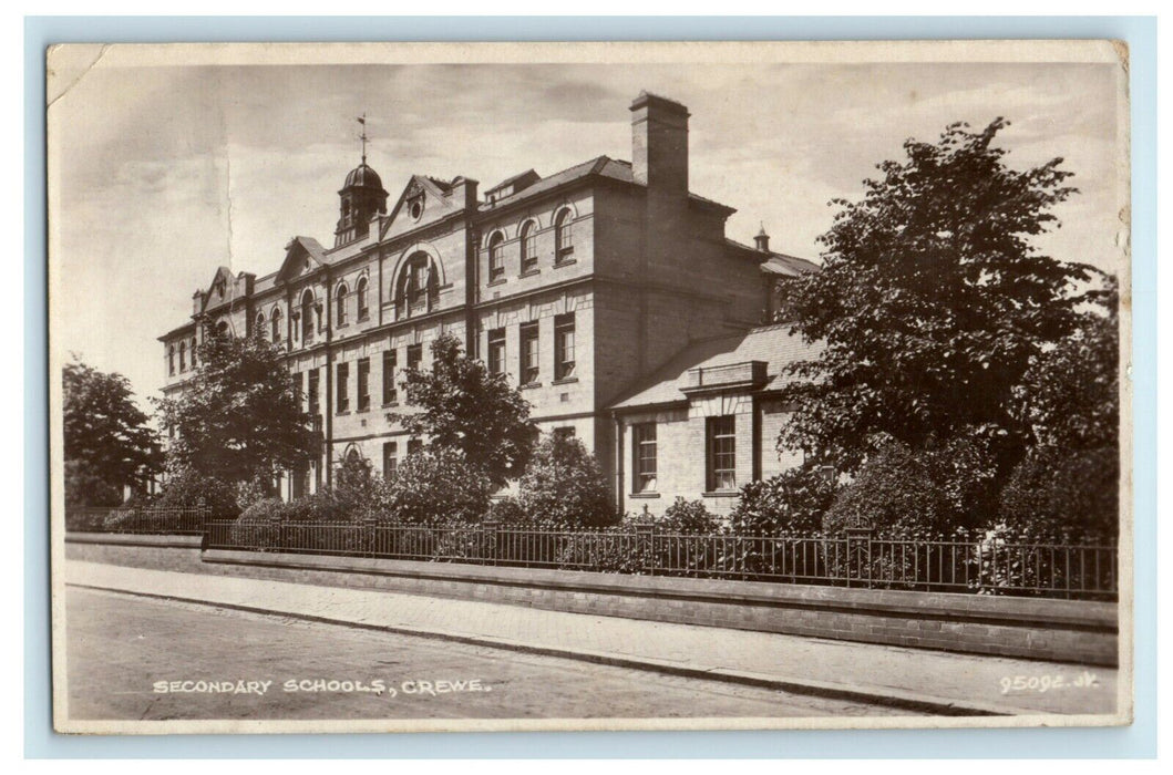 c1910 Secondary School Crewe RPPC Photo Ruskin Community High School Postcard