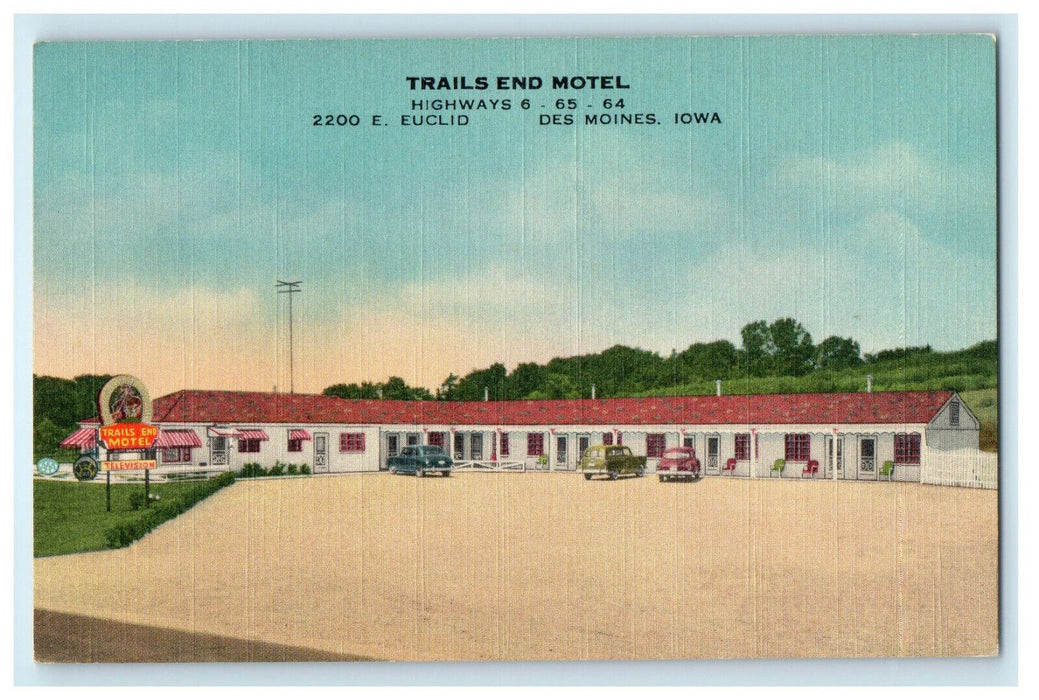 c1940s Trails End Motel Highways 6 65 64 Des Moines Iowa IA Postcard
