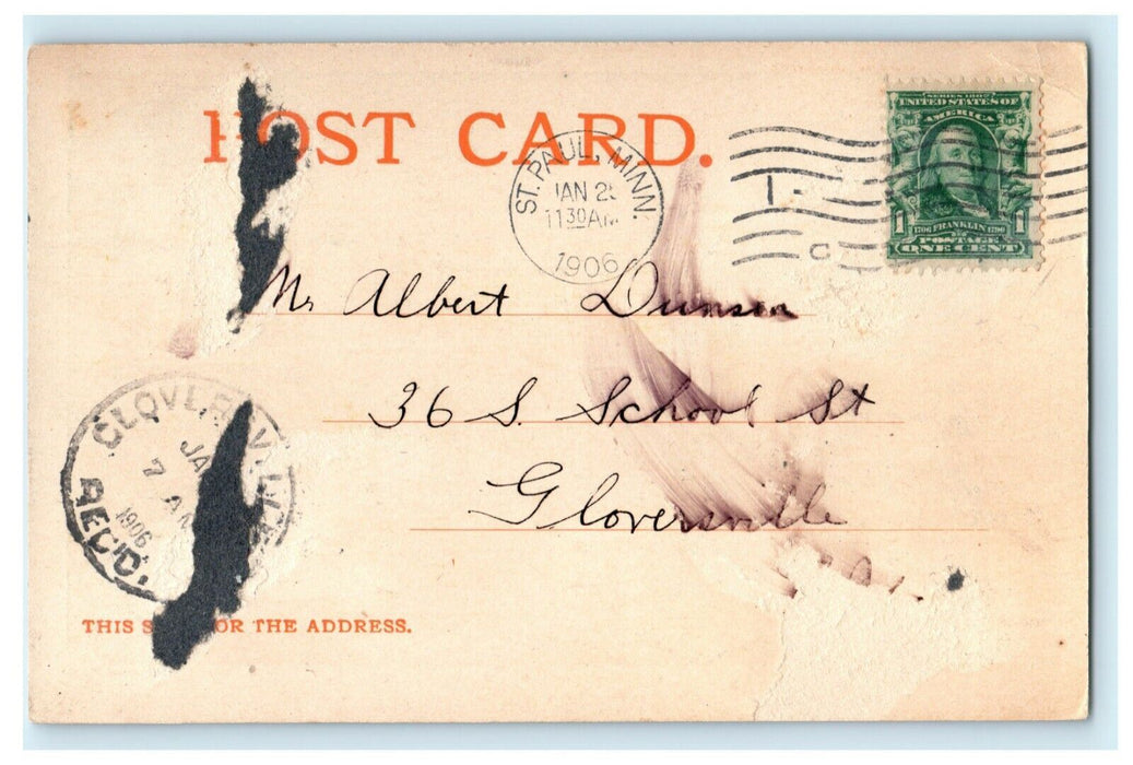 1906 Bird's Eye View St. Paul Minnesota MN 4th Street Posted Antique Postcard