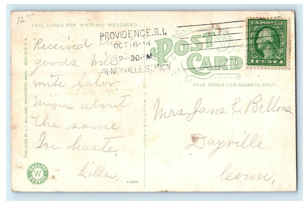 1914 Fish Pond, Green Hill Park Worcester Massachusetts MA Postcard