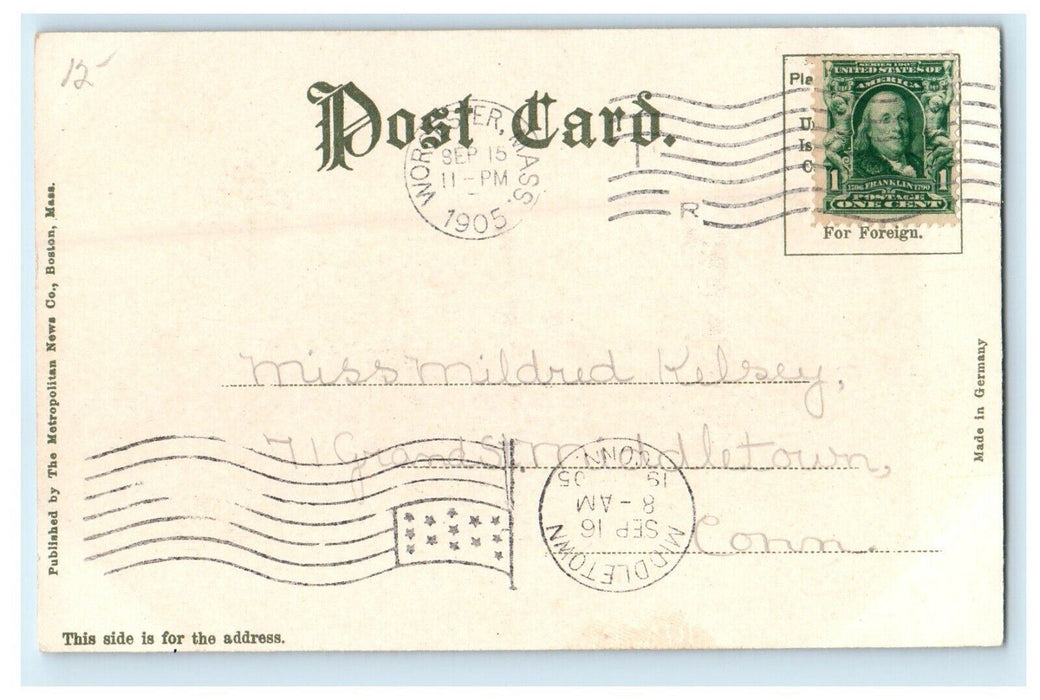 1905 Classical and English High School View, Worcester Massachusetts MA Postcard