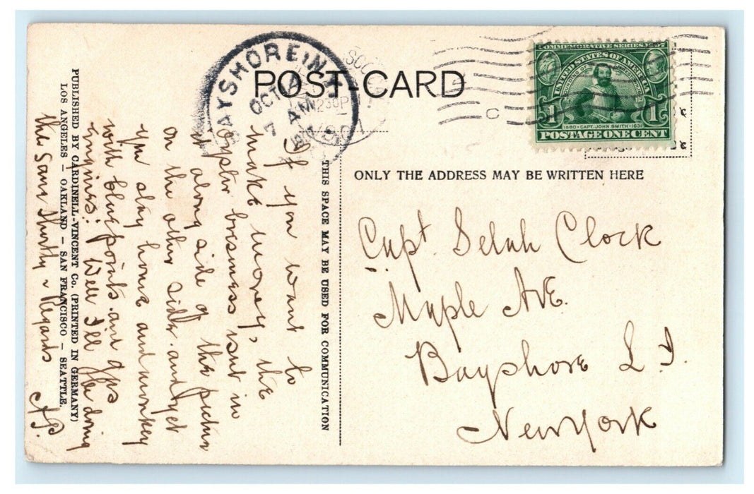 1907 Hydraulic Placer Mining California CA Bayshore NY Oyster Business Postcard