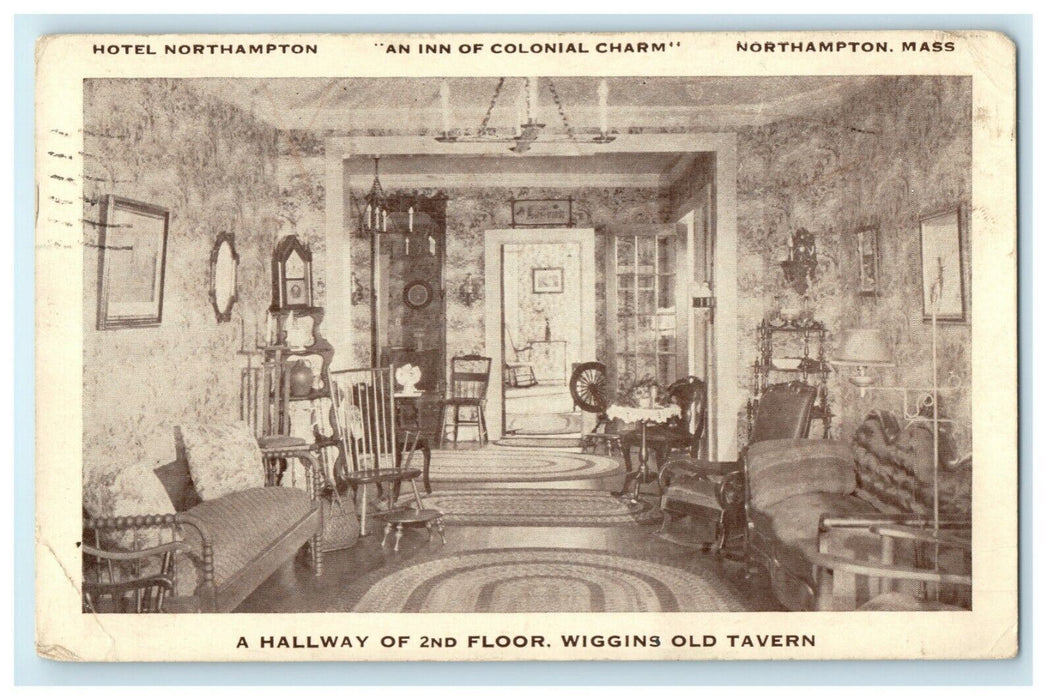 1934 Hotel Northampton Inn Wiggins Old Tavern Massachusetts Westerly RI Postcard