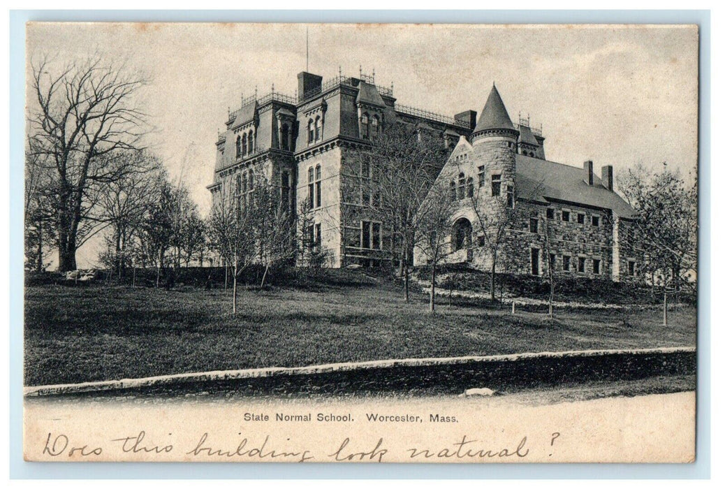 1907 State Normal School View, Worcester Massachusetts MA Postcard