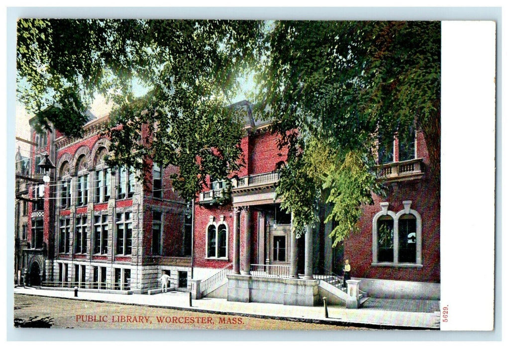 1906 Public Library View from Tree, Worcester, Massachusetts MA Postcard