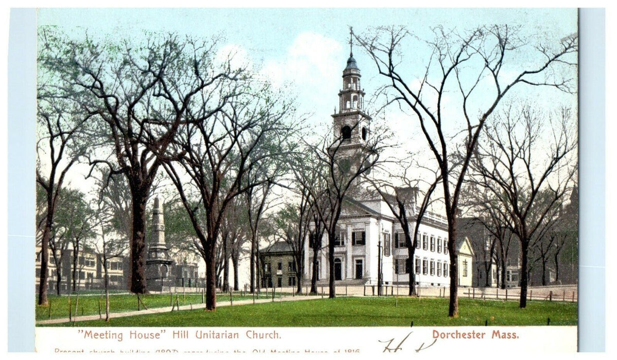 1906 "Meeting House" Hill, Unitarian Church Dorchester Massachusetts MA Postcard