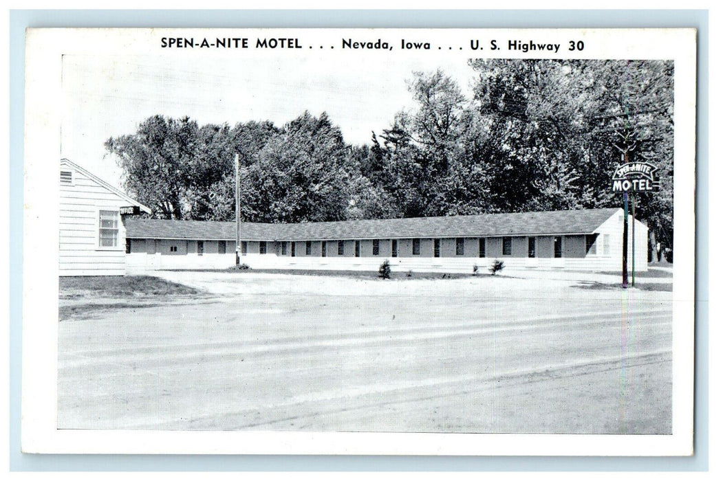 c1940s Spen-A-Nite Motel US Highway 30 Nevada Iowa IA Vintage Postcard