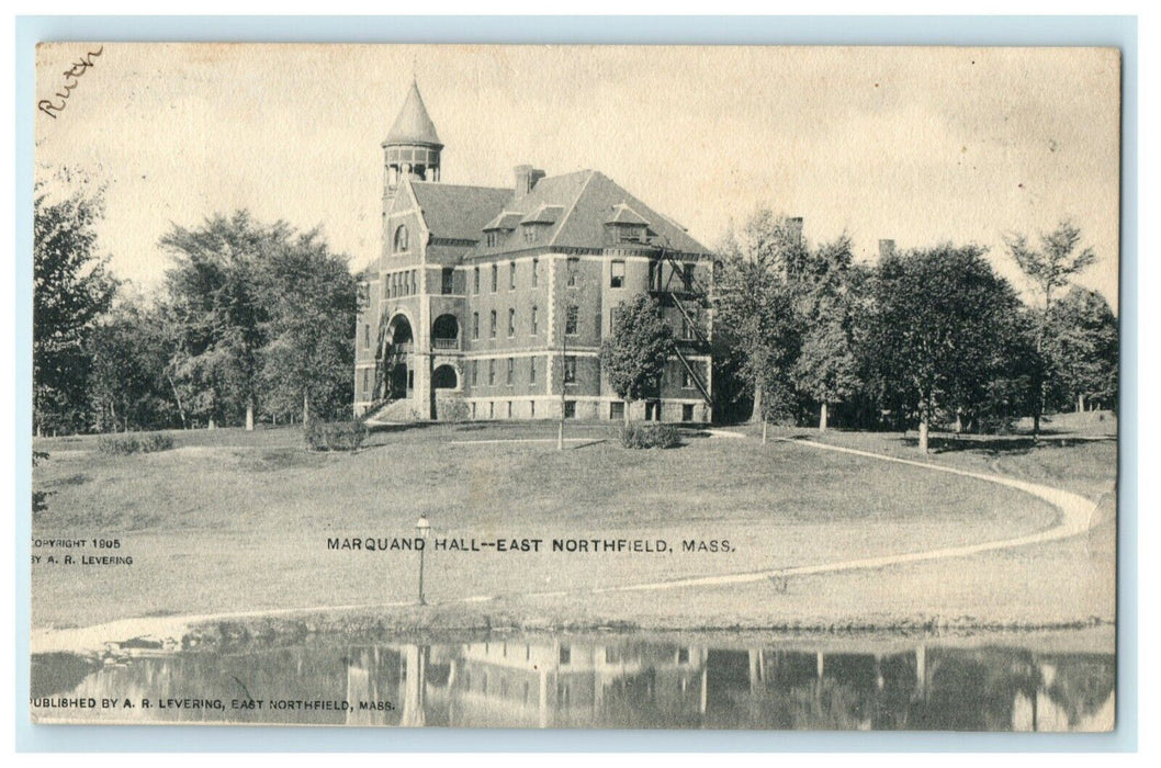 1905 Marquand Hall East Northfield Massachusetts MA Antique Posted Postcard