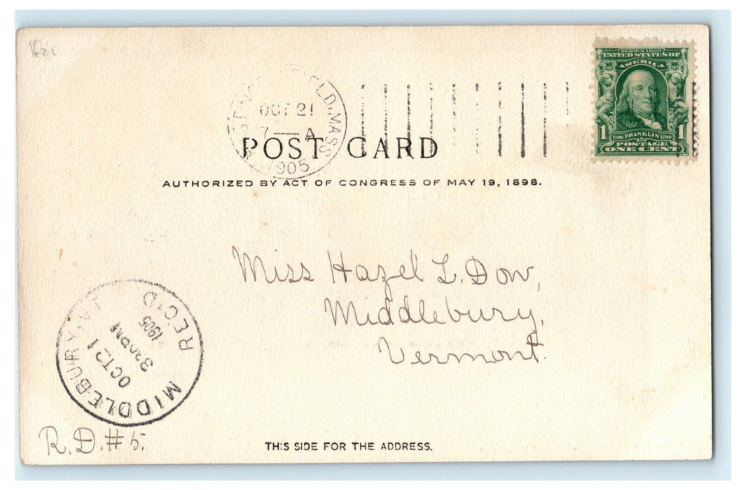 1905 Marquand Hall East Northfield Massachusetts MA Antique Posted Postcard