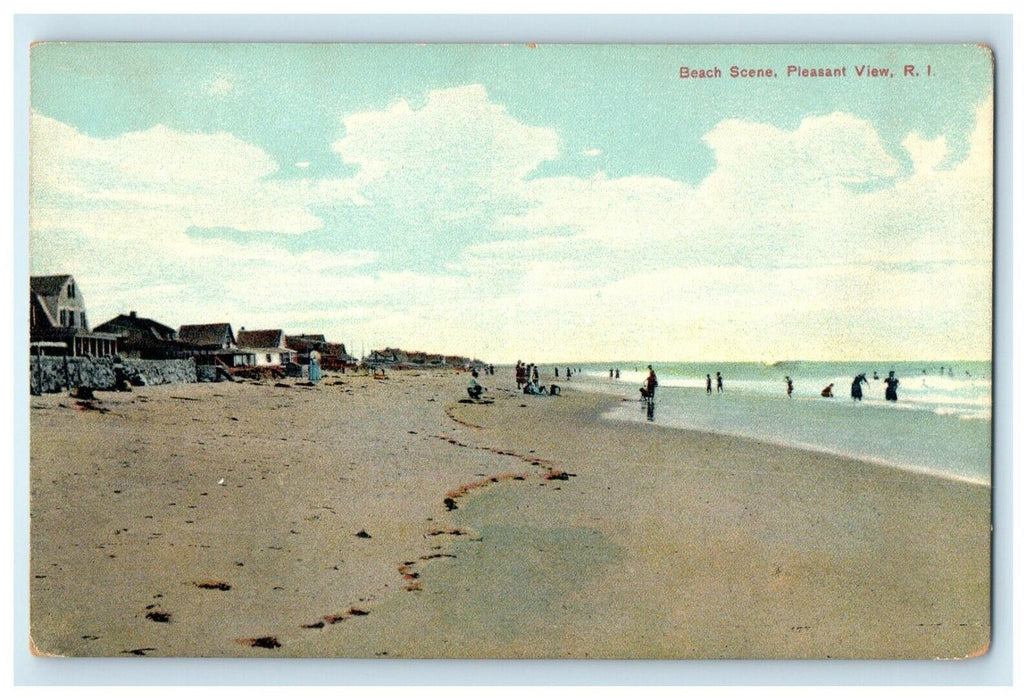 1905 Beach Scene, Pleasant View, Rhode Island RI Unposted Antique Postcard