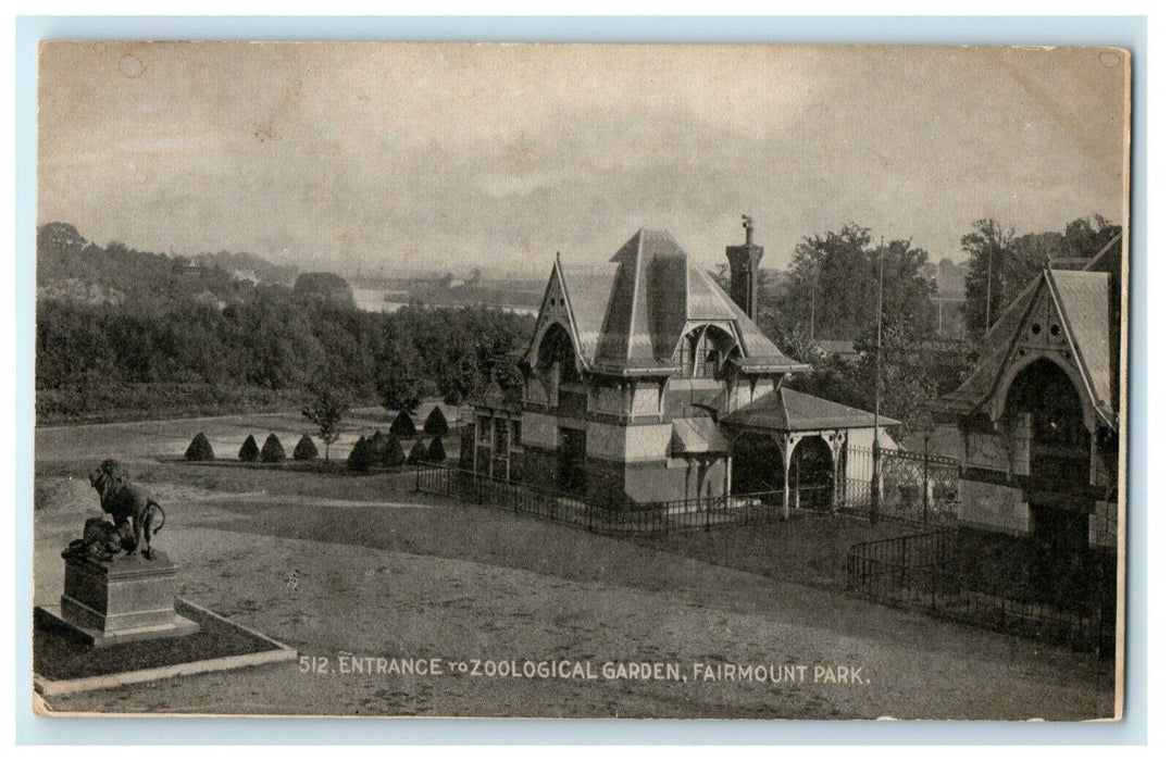 c1910 Zoological Garden Fairmount Park Bellak Pianos Advertising Postcard