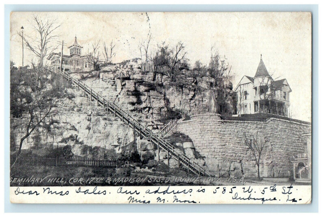 1906 Seminary Hall Cor. 17th & Madison Sts. Dubuque Iowa IA Antique Postcard