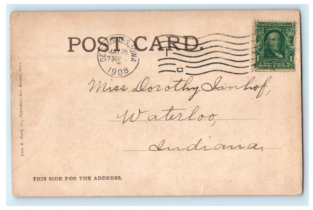 1908 Union Park Flower Beds Des Moines Iowa IA Posted Antique Postcard