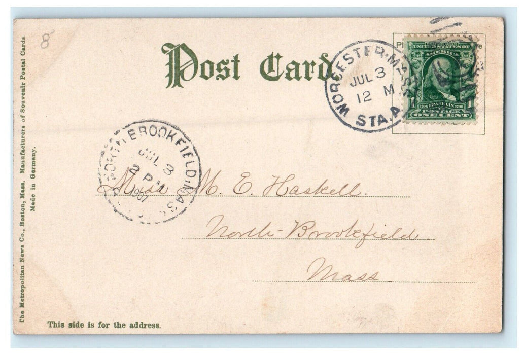 1907 Classical and English High School, Worcester, Massachusetts MA Postcard