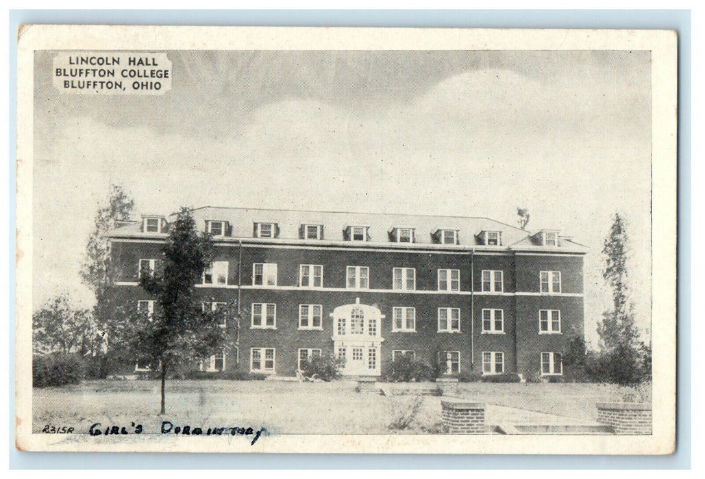 1955 Lincoln Hall, Bluffton College, Bluffton Ohio OH Posted Postcard