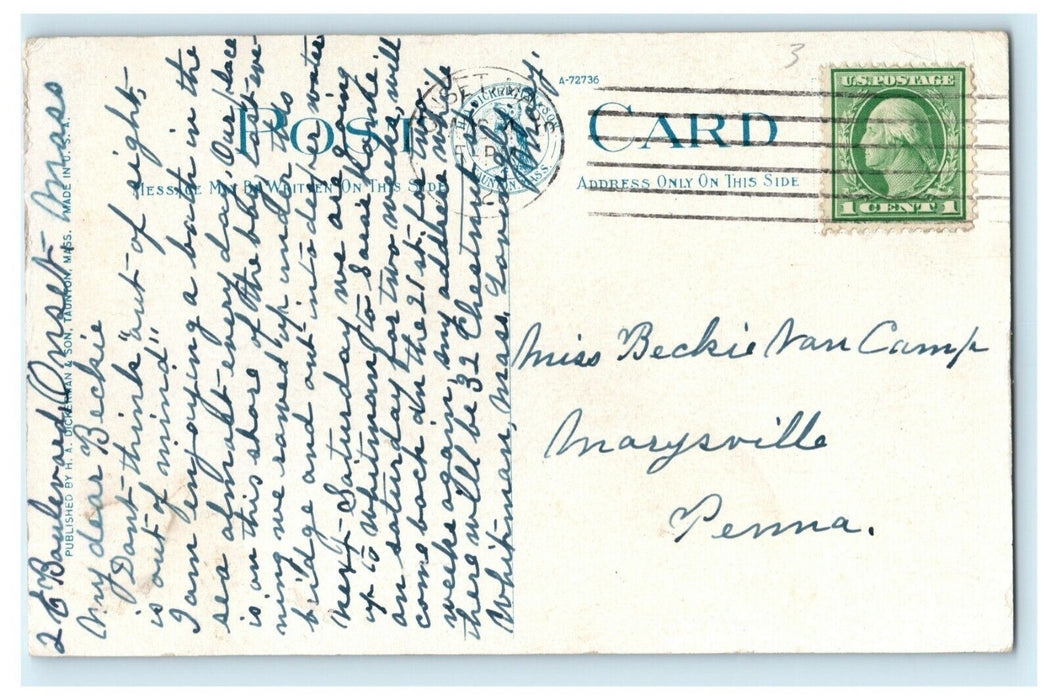 1920 Highway Bridge Onset Bay Massachusetts MA Posted Postcard